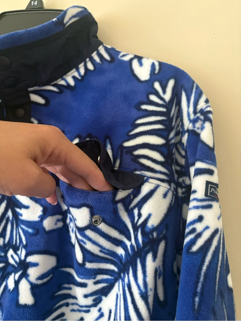 Ralph Lauren Blue & White Floral Girls Fleece Pullover Jacket sz. L(12-14) New